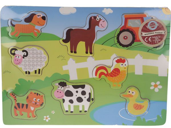 Wooden Classics Farm Animal Puzzle, by A to Z Toys
